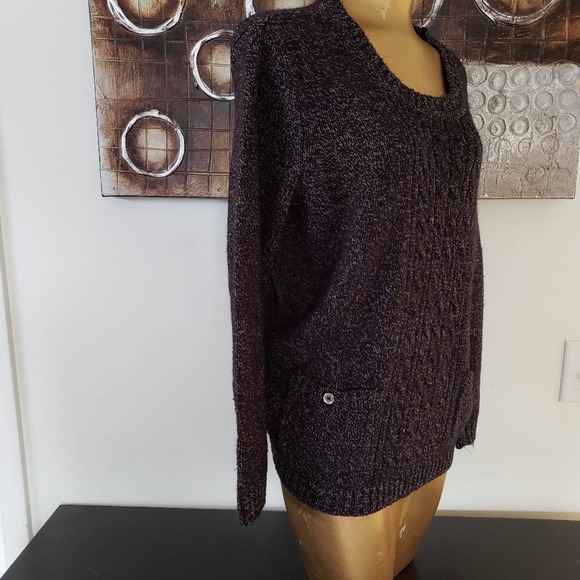 Karen Scott Deep Heather Purple Sweater With White Flecks Size 1X - Picture 8 of 11